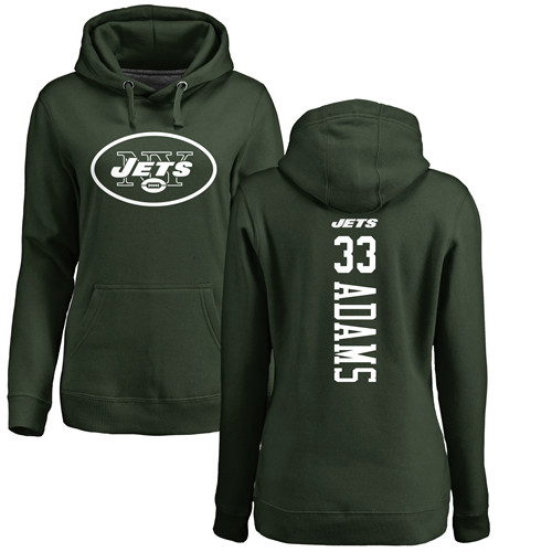 New York Jets Green Women Jamal Adams Backer NFL Football #33 Pullover Hoodie Sweatshirts->women nfl jersey->Women Jersey